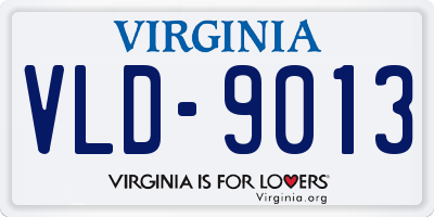 VA license plate VLD9013
