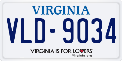 VA license plate VLD9034