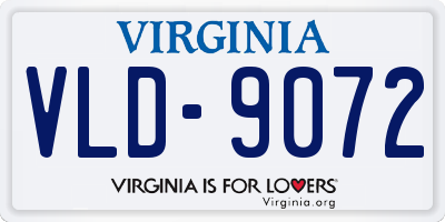 VA license plate VLD9072