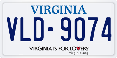 VA license plate VLD9074