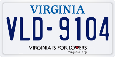 VA license plate VLD9104