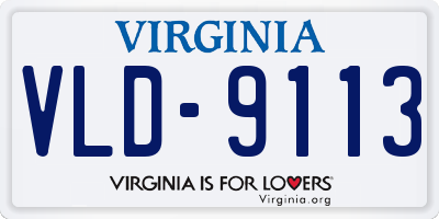 VA license plate VLD9113