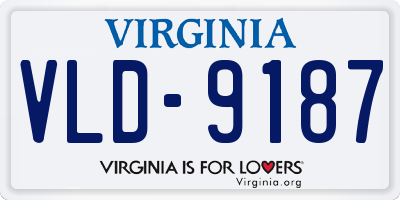 VA license plate VLD9187