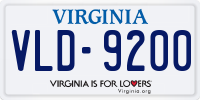 VA license plate VLD9200