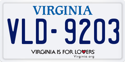 VA license plate VLD9203