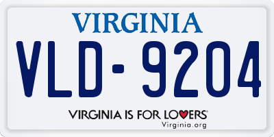 VA license plate VLD9204