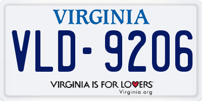 VA license plate VLD9206