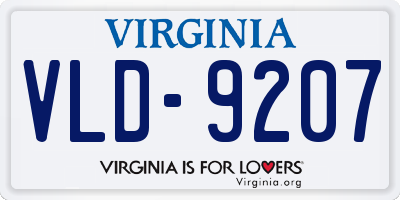 VA license plate VLD9207