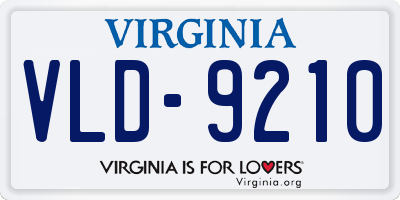 VA license plate VLD9210