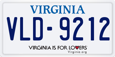 VA license plate VLD9212