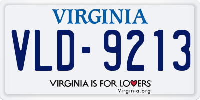 VA license plate VLD9213