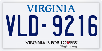 VA license plate VLD9216