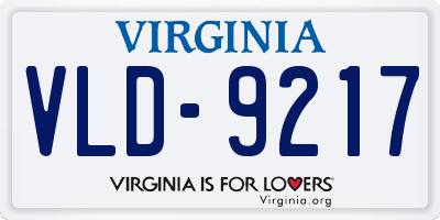 VA license plate VLD9217