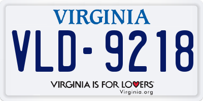 VA license plate VLD9218