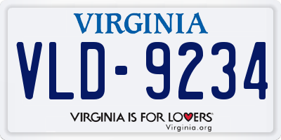 VA license plate VLD9234