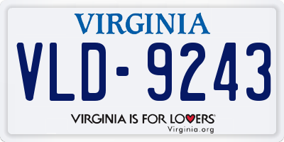VA license plate VLD9243
