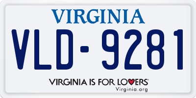 VA license plate VLD9281