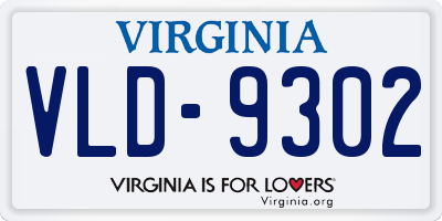 VA license plate VLD9302