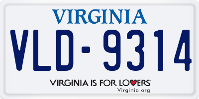 VA license plate VLD9314