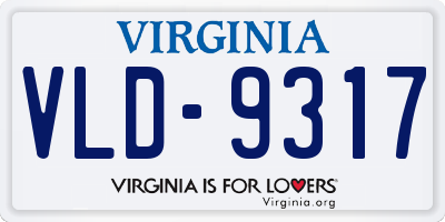 VA license plate VLD9317