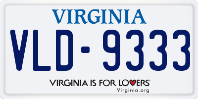 VA license plate VLD9333