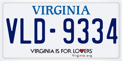 VA license plate VLD9334