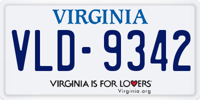 VA license plate VLD9342