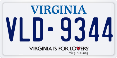 VA license plate VLD9344
