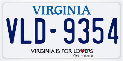 VA license plate VLD9354