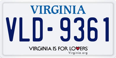 VA license plate VLD9361