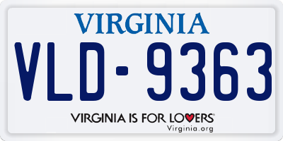 VA license plate VLD9363