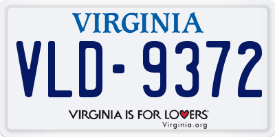 VA license plate VLD9372