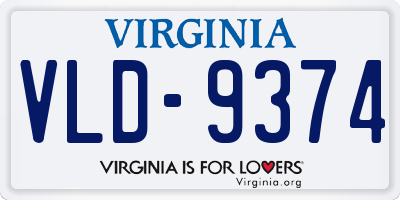 VA license plate VLD9374