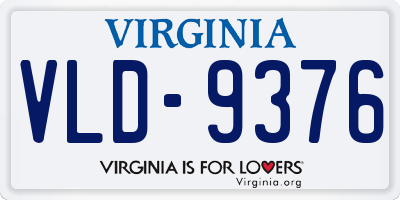 VA license plate VLD9376