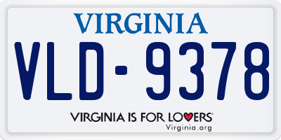 VA license plate VLD9378
