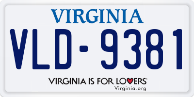 VA license plate VLD9381