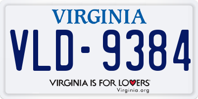 VA license plate VLD9384