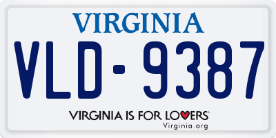VA license plate VLD9387