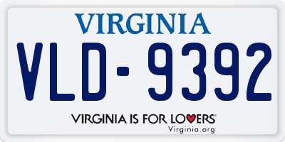 VA license plate VLD9392