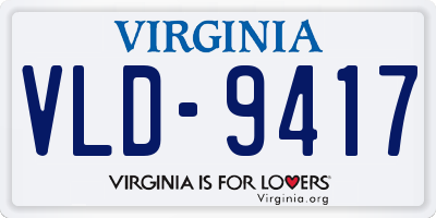 VA license plate VLD9417
