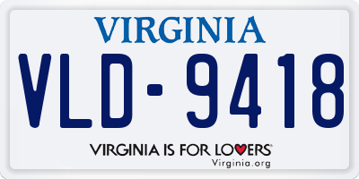 VA license plate VLD9418