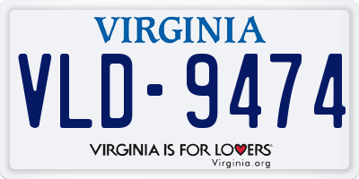 VA license plate VLD9474