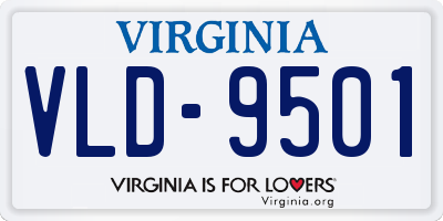 VA license plate VLD9501