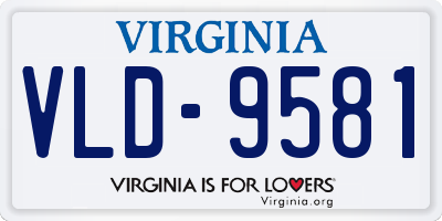 VA license plate VLD9581