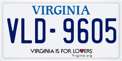 VA license plate VLD9605
