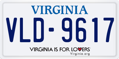 VA license plate VLD9617