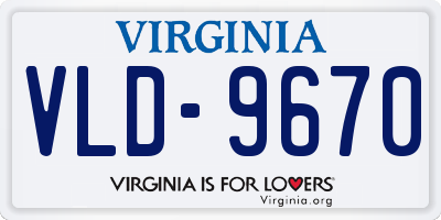 VA license plate VLD9670