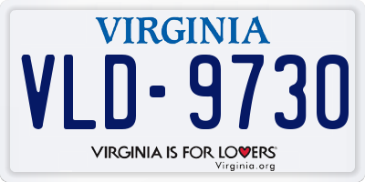 VA license plate VLD9730