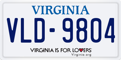 VA license plate VLD9804