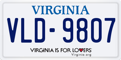 VA license plate VLD9807